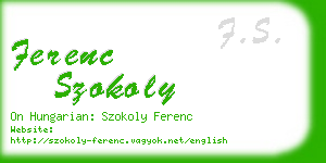 ferenc szokoly business card